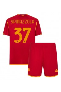 Fotbalové Dres AS Roma Leonardo Spinazzola #37 Dětské Domácí Oblečení 2023-24 Krátký Rukáv (+ trenýrky)